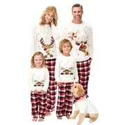 Family Matching Christmas Pajamas Reindeer Outfit Plaid Pjs Xmas Sleepwear Holiday Pyjamas Set for Men Women Kids Baby